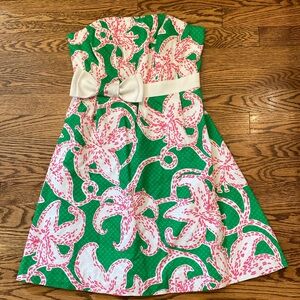 Lilly Pulitzer Strapless Green and Pink Classic Women’s Dress. Size 0